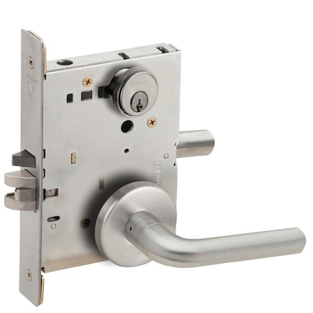 Grade 1 Entrance Office Mortise Lock, Conventional Cylinder, S123 Keyway, 02 Lever, B Rose, Satin Ch